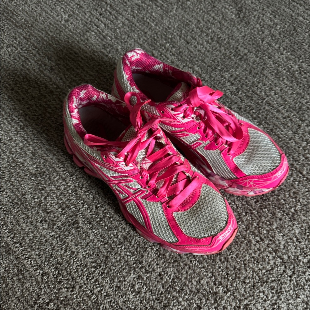 Asics Pink Athletic Running Shoes with Mesh Design